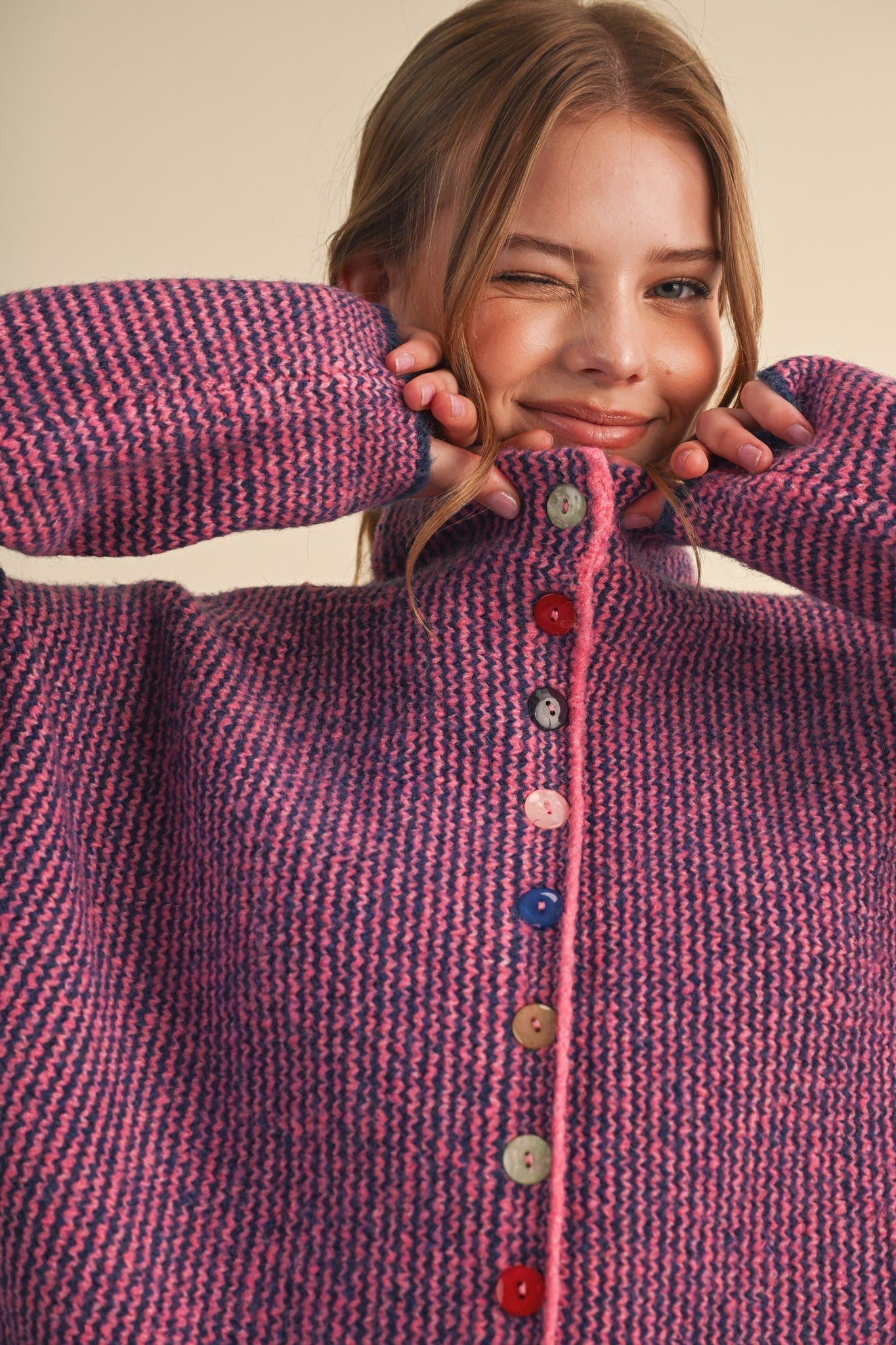 Button Collector Textured Stripe Knit Cardigan - Westly