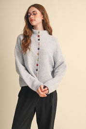 Button Collector Textured Stripe Knit Cardigan - Westly
