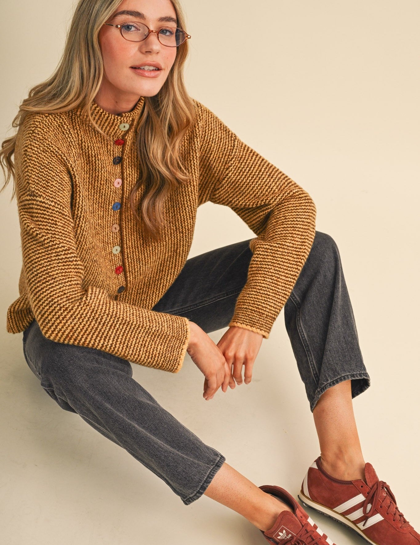 Button Collector Textured Stripe Knit Cardigan - Westly