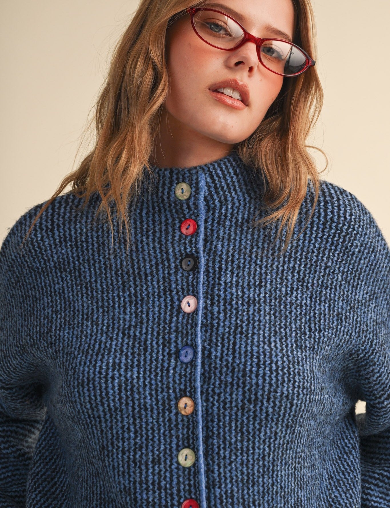Button Collector Textured Stripe Knit Cardigan - Westly