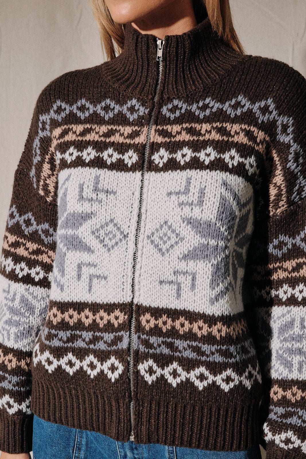 Cabin Fever Snowflake Zip Cardigan - Westly