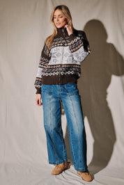 Cabin Fever Snowflake Zip Cardigan - Westly