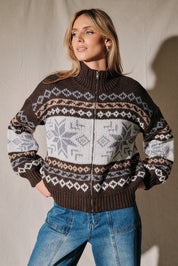 Cabin Fever Snowflake Zip Cardigan - Westly
