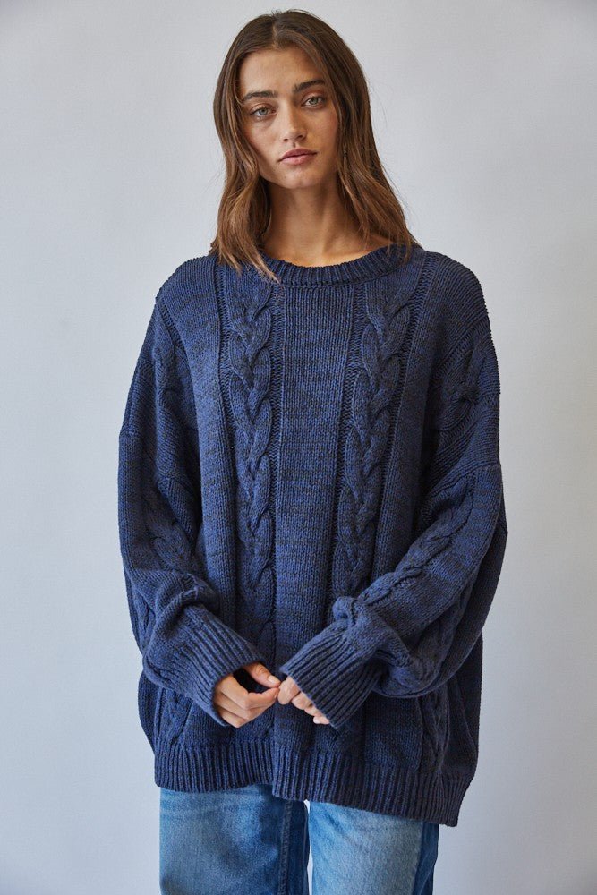 Cable Car Oversized Cable Knit Sweater - Westly
