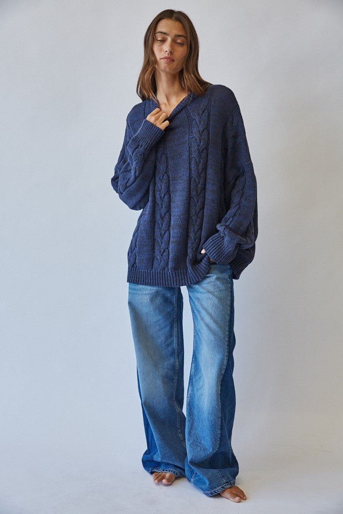 Cable Car Oversized Cable Knit Sweater - Westly