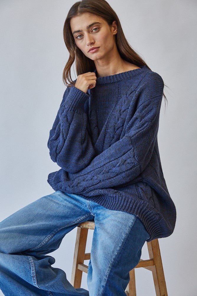 Cable Car Oversized Cable Knit Sweater - Westly