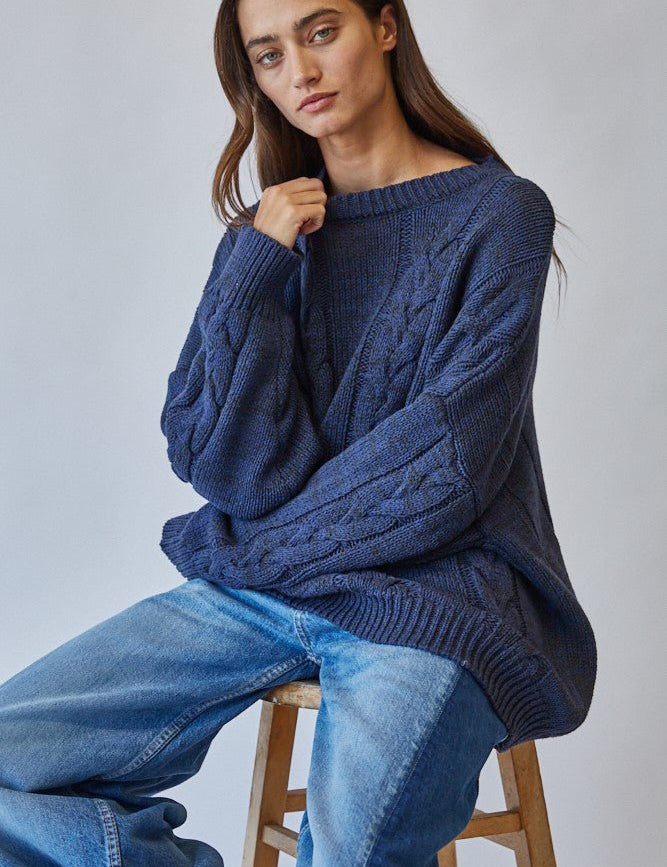 Cable Car Oversized Cable Knit Sweater - Westly