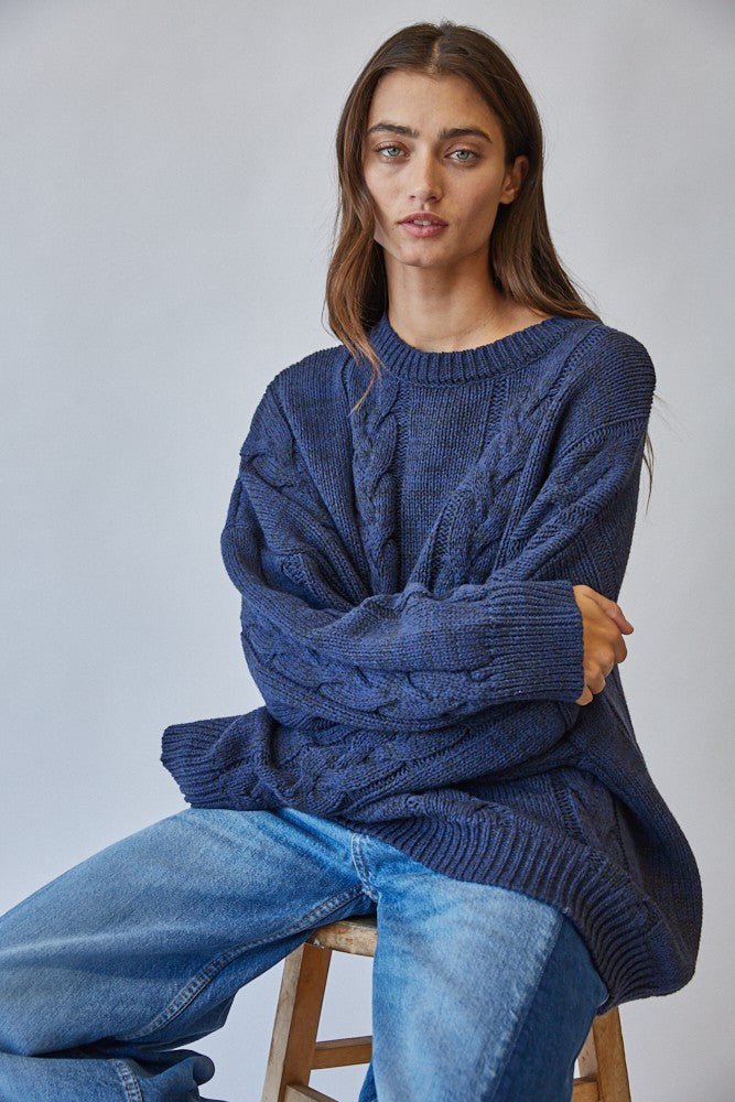 Cable Car Oversized Cable Knit Sweater - Westly