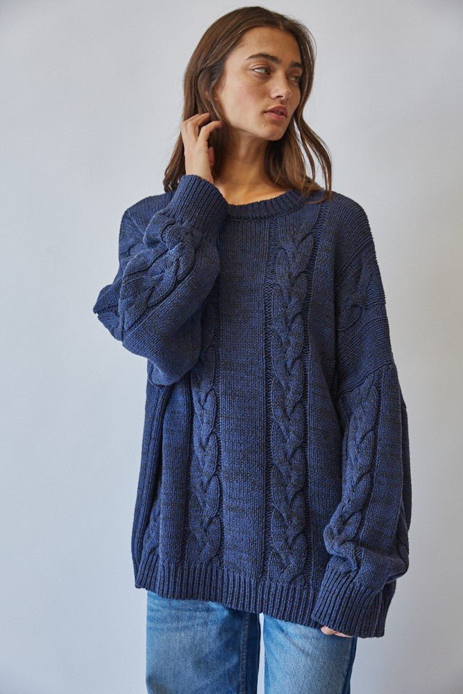 Cable Car Oversized Cable Knit Sweater - Westly