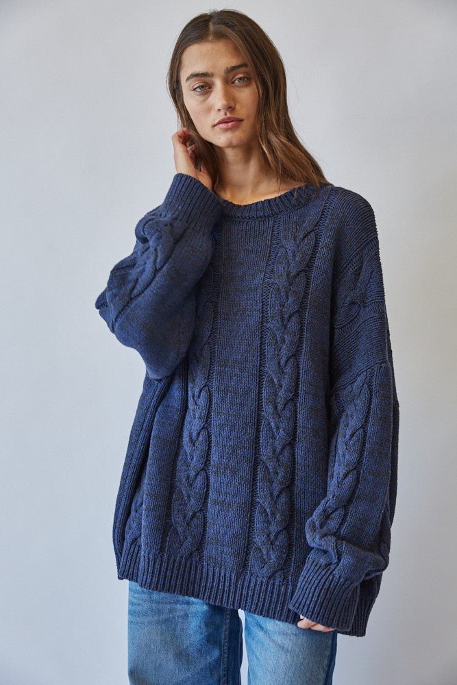 Cable Car Oversized Cable Knit Sweater - Westly