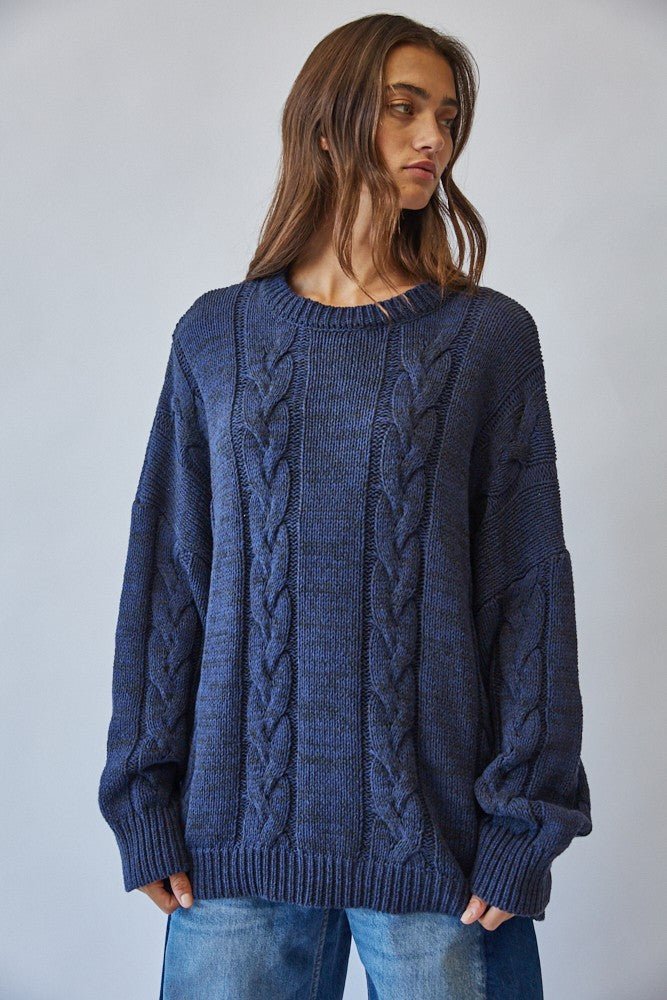 Cable Car Oversized Cable Knit Sweater - Westly