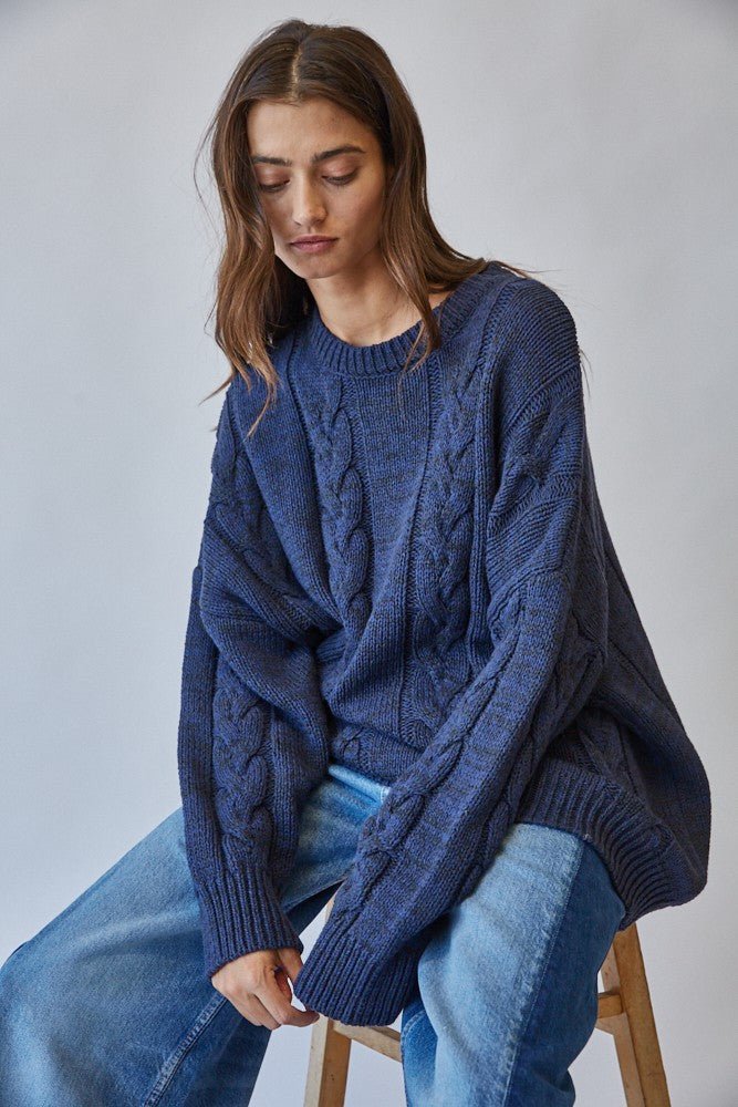 Cable Car Oversized Cable Knit Sweater - Westly