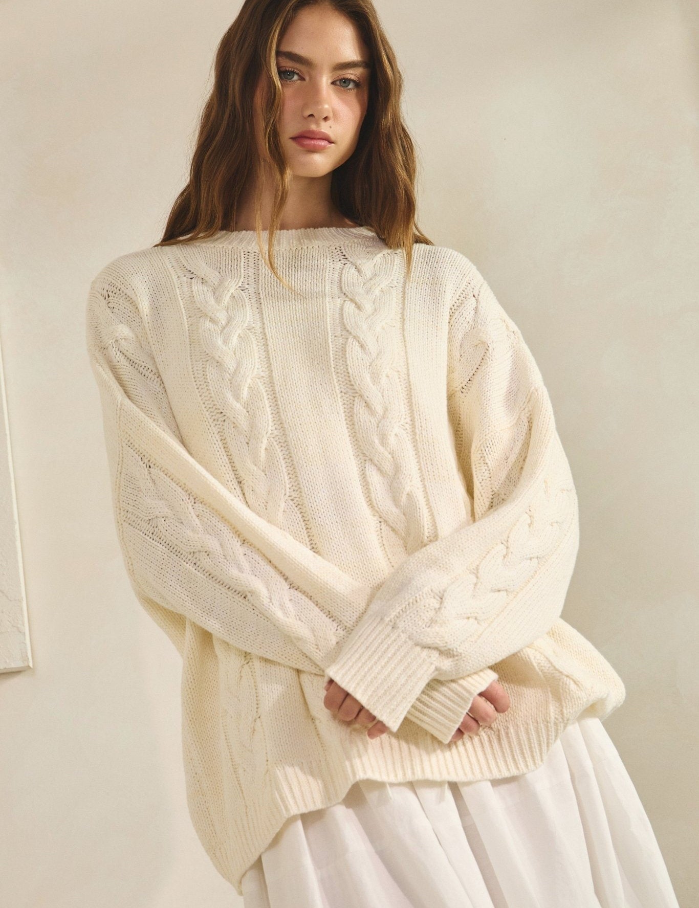 Cable Car Oversized Cable Knit Sweater - Westly