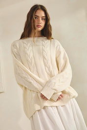 Cable Car Oversized Cable Knit Sweater - Westly