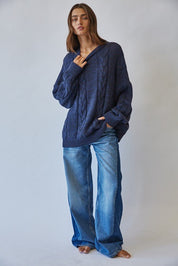 Cable Car Oversized Cable Knit Sweater - Westly