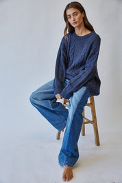 Cable Car Oversized Cable Knit Sweater - Westly