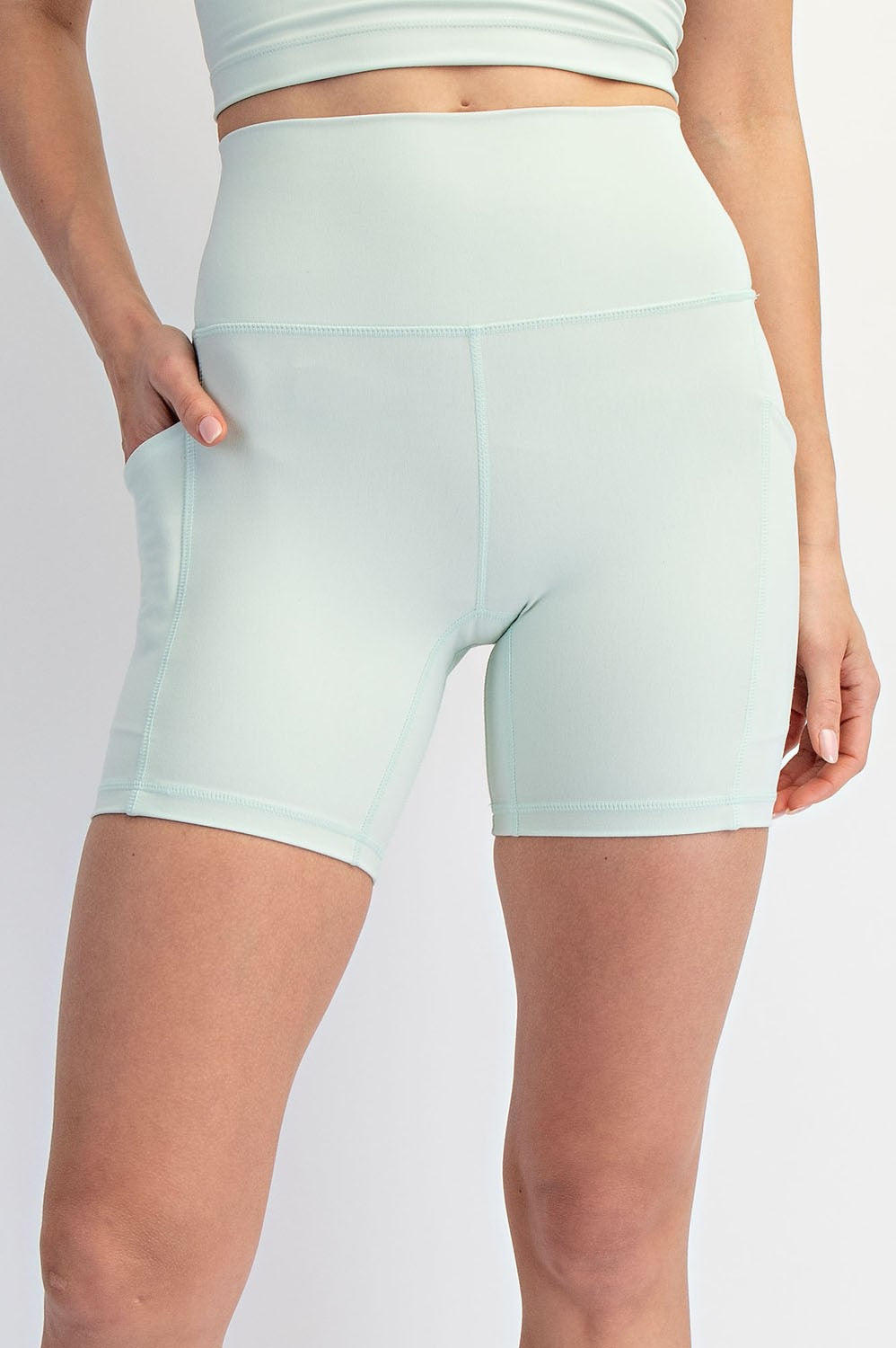 Cadence Six-Inch Pocket Bike Shorts in Mint, photo 4