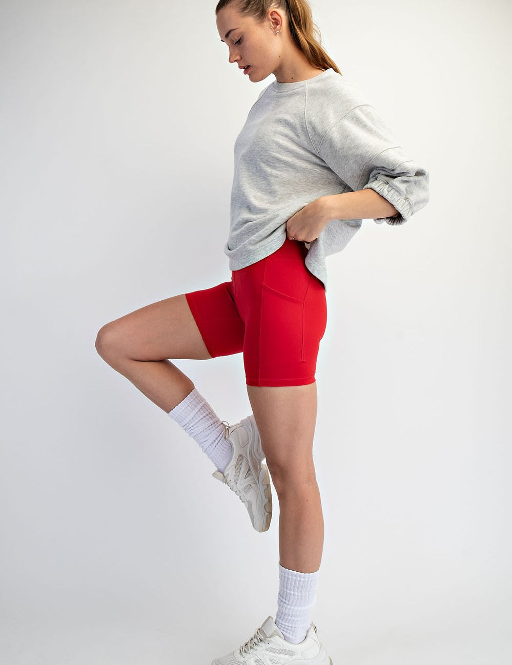 Cadence Six-Inch Pocket Bike Shorts in True Red, photo 1