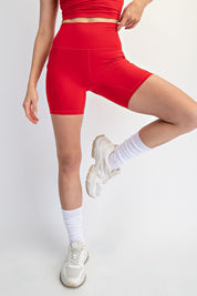 Cadence Six-Inch Pocket Bike Shorts in True Red, photo 4