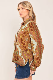 Caldera Ornamental Print Button Down Blouse - Westly