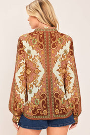Caldera Ornamental Print Button Down Blouse - Westly