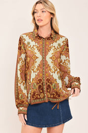 Caldera Ornamental Print Button Down Blouse - Westly