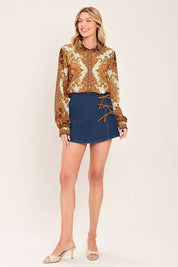Caldera Ornamental Print Button Down Blouse - Westly