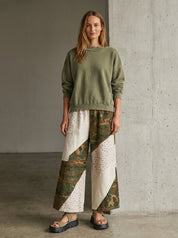 Caliche Camo Floral Patch Wide Leg Pants - Westly