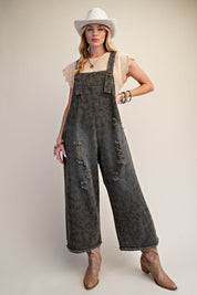 Calico Ridge Leopard Print Washed Denim Overalls - Westly
