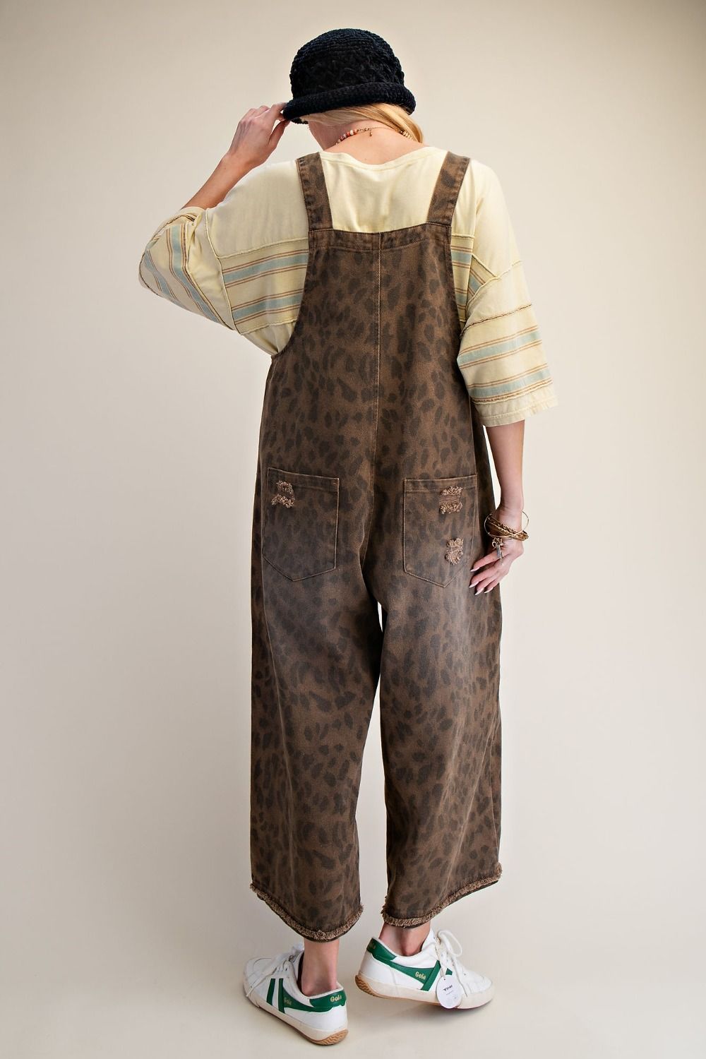Calico Ridge Leopard Print Washed Denim Overalls - Westly