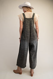 Calico Ridge Leopard Print Washed Denim Overalls - Westly