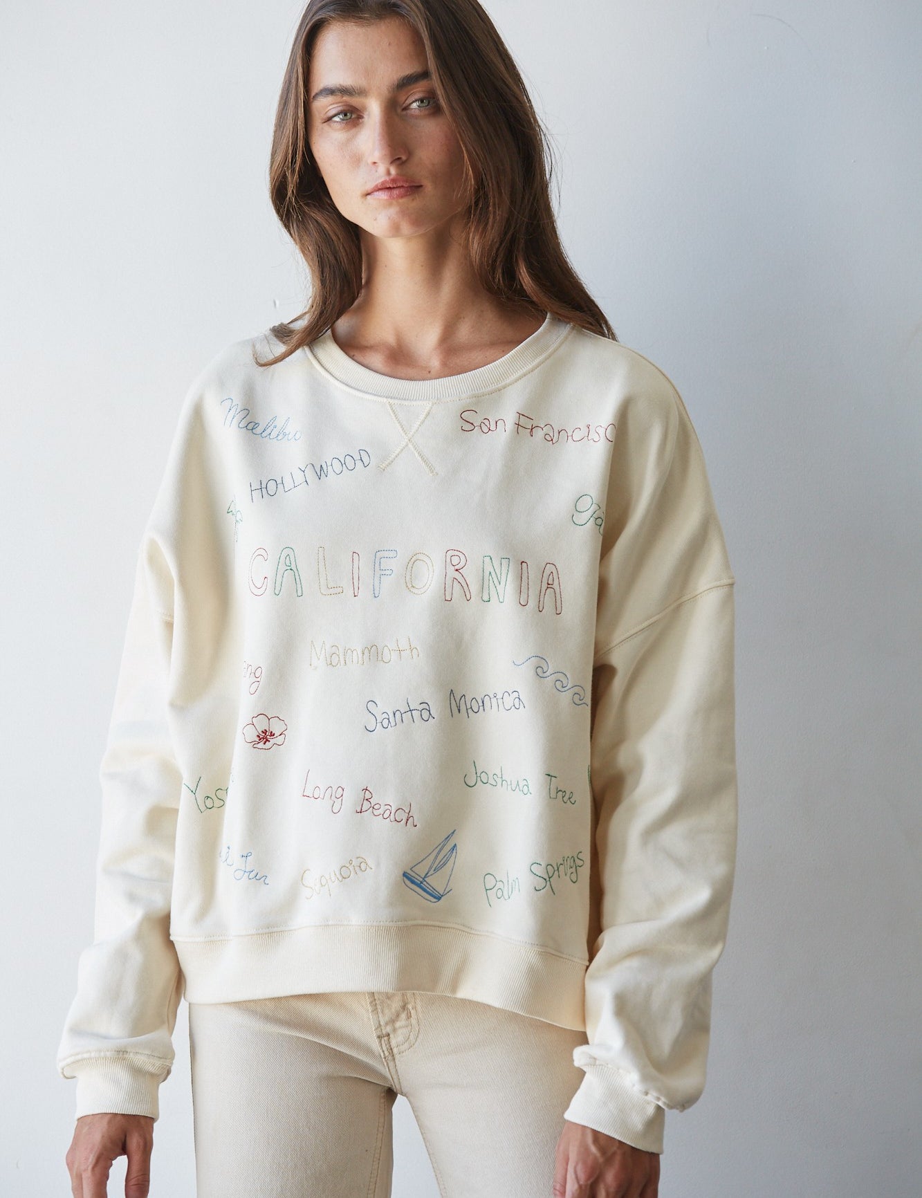 California Sketch Embroidered Pullover in Natural - product photo 2