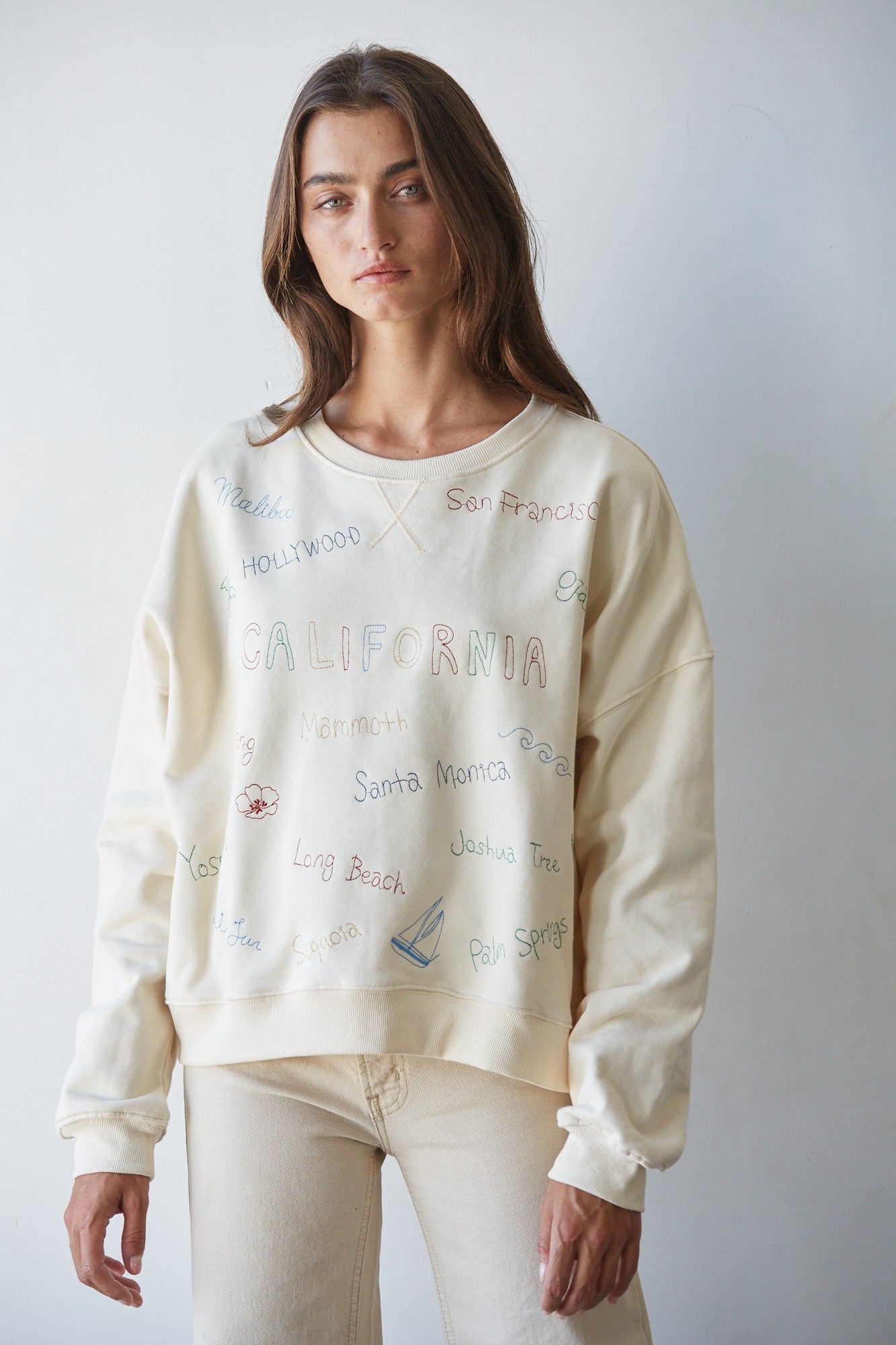 California Sketch Embroidered Pullover in Natural - product photo 2