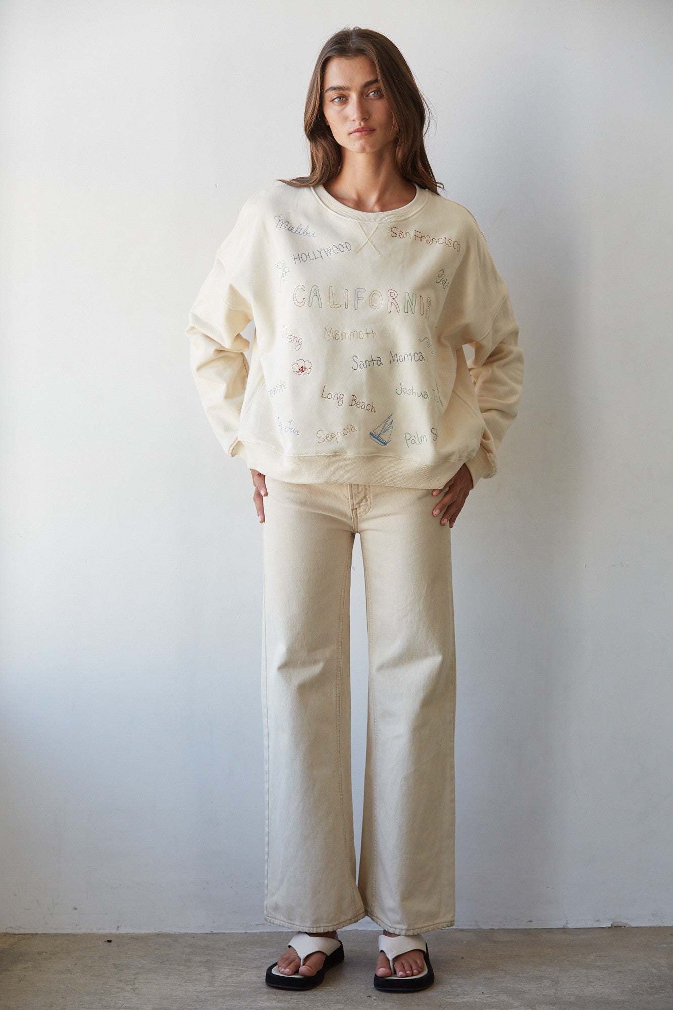 California Sketch Embroidered Pullover in Natural - product photo 3