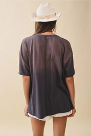Callie Americana Distressed Flag Patch Tee - Westly