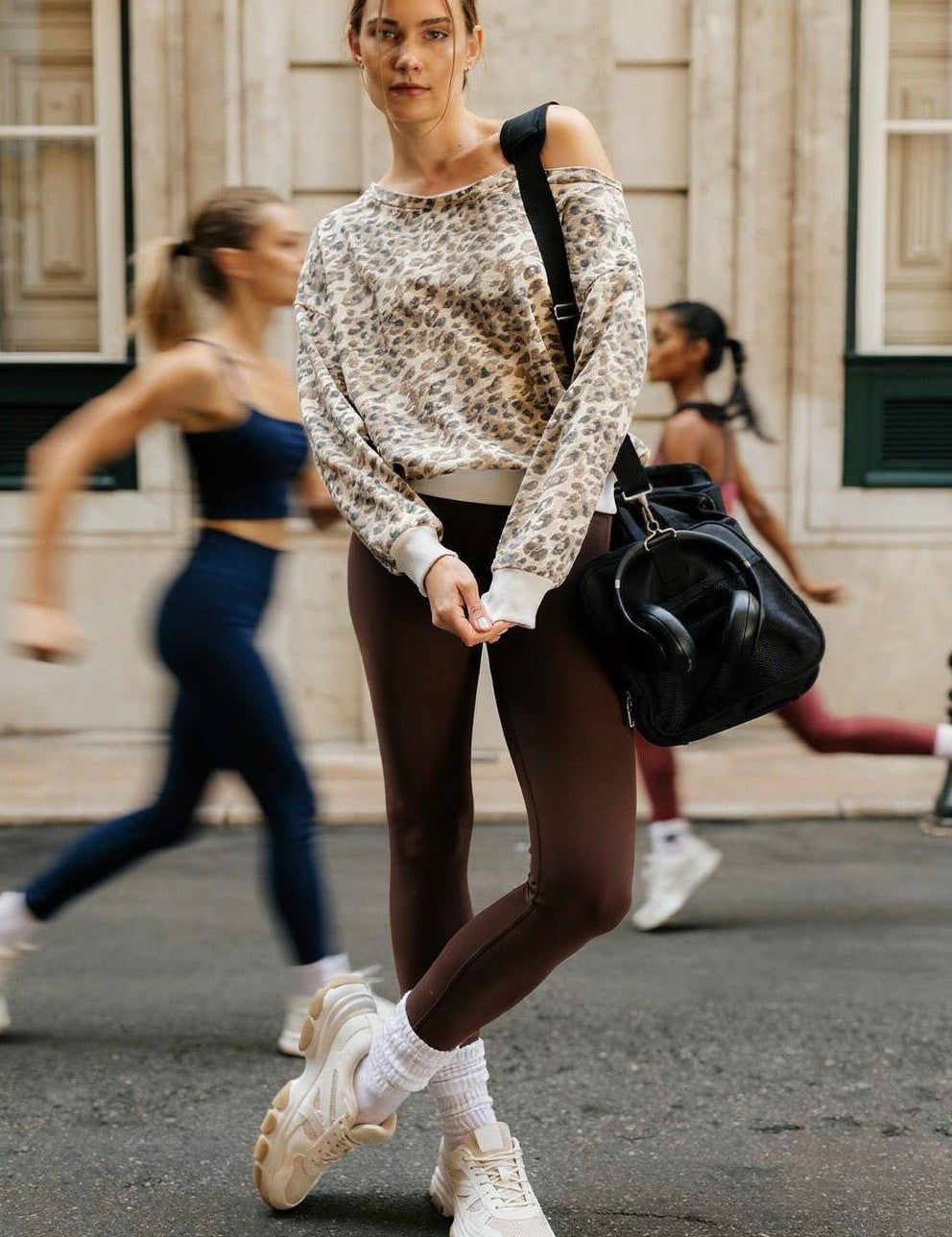 Callie Leopard Off-Shoulder Sweatshirt - Westly