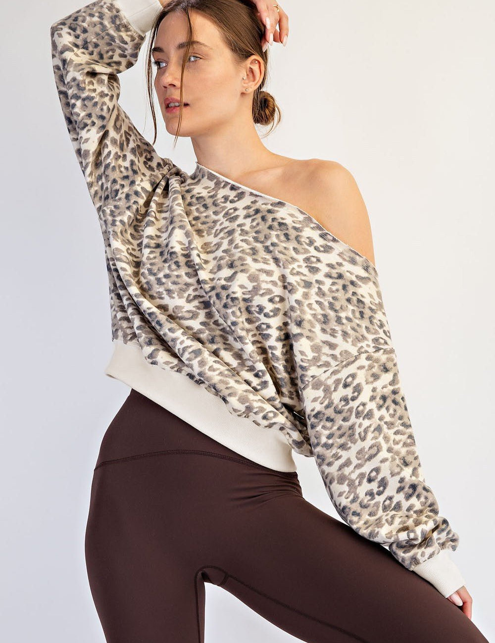 Callie Leopard Off-Shoulder Sweatshirt - Westly