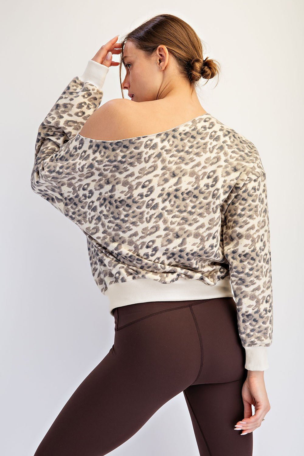 Callie Leopard Off-Shoulder Sweatshirt - Westly