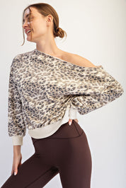 Callie Leopard Off-Shoulder Sweatshirt - Westly