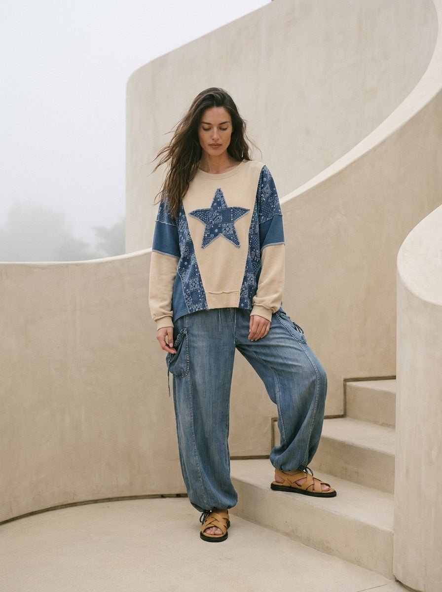 Cambria French Terry Star Patch Top - Westly