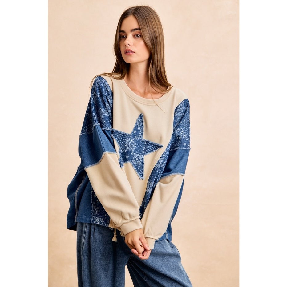 Cambria French Terry Star Patch Top - Westly