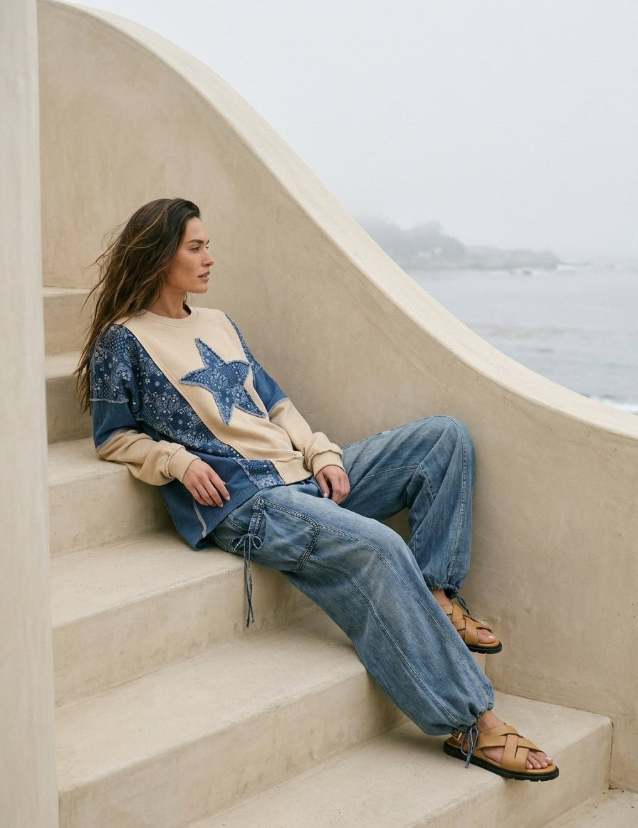 Cambria French Terry Star Patch Top - Westly