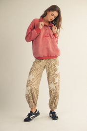 Camille Vintage Leopard Elastic Waist Casual Pants - Westly