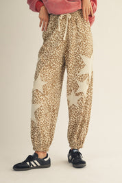 Camille Vintage Leopard Elastic Waist Casual Pants - Westly