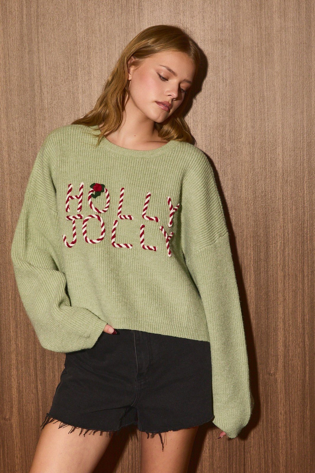 Candy Cane Lane Cropped Sweater - Westly