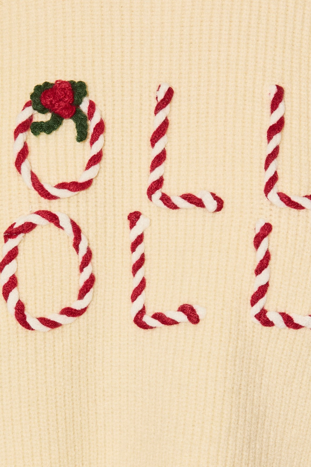 Candy Cane Lane Holly Jolly Cropped Sweater in Ivory — product photo 03