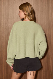 Candy Cane Lane Holly Jolly Cropped Sweater in Light Green — product photo 02