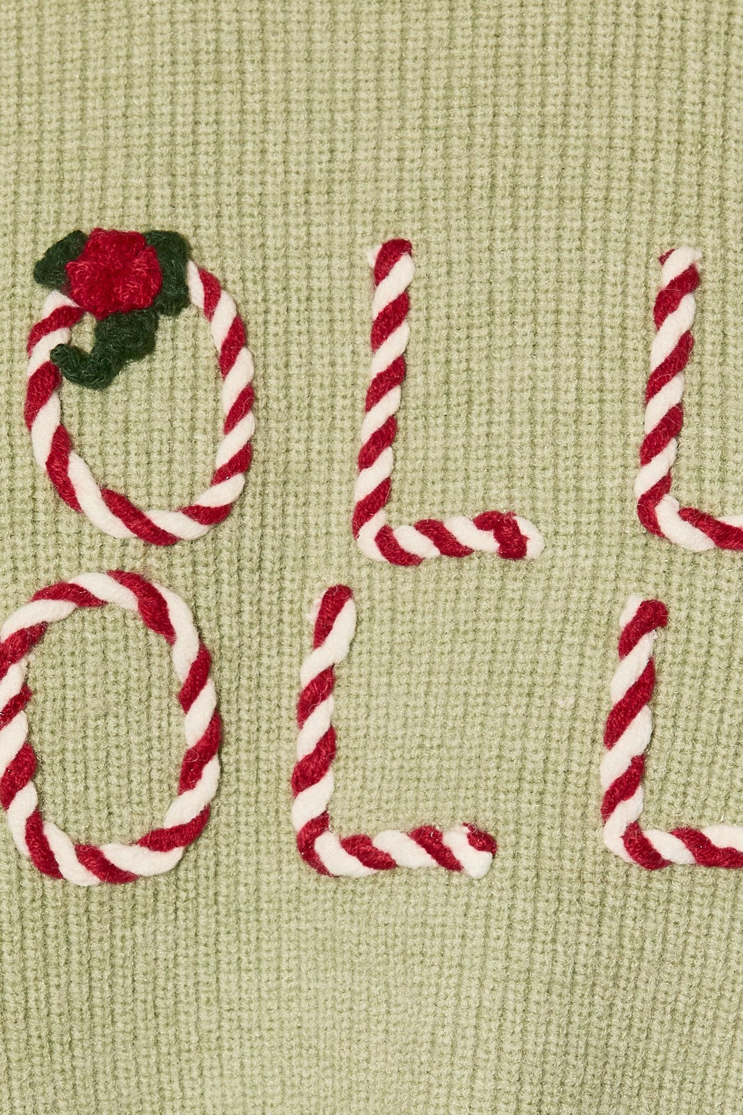 Candy Cane Lane Holly Jolly Cropped Sweater in Light Green — product photo 04