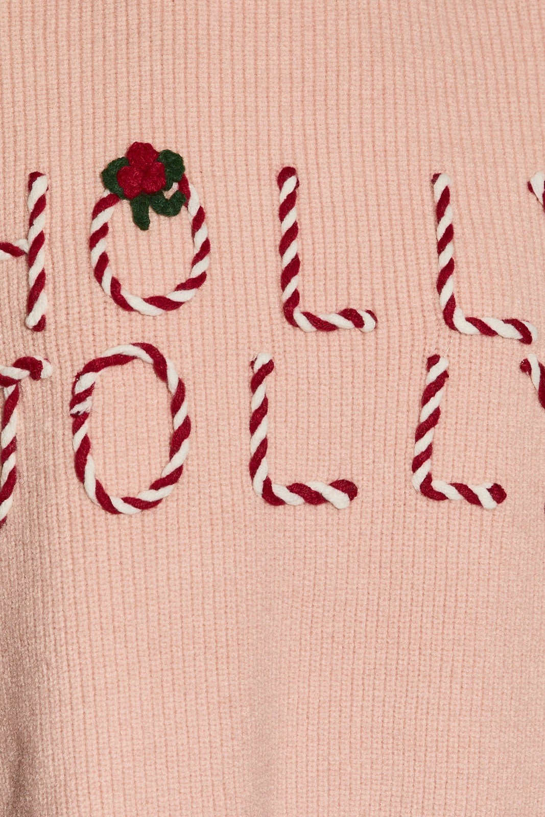 Candy Cane Lane Holly Jolly Cropped Sweater in Light Pink — product photo 06