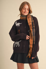 Canine Club Dog Motif Cardigan in Dark Cocoa - product photo 5